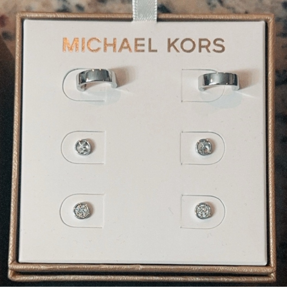 Michael Kors Silver 3 pair Earring Gift Set in Box